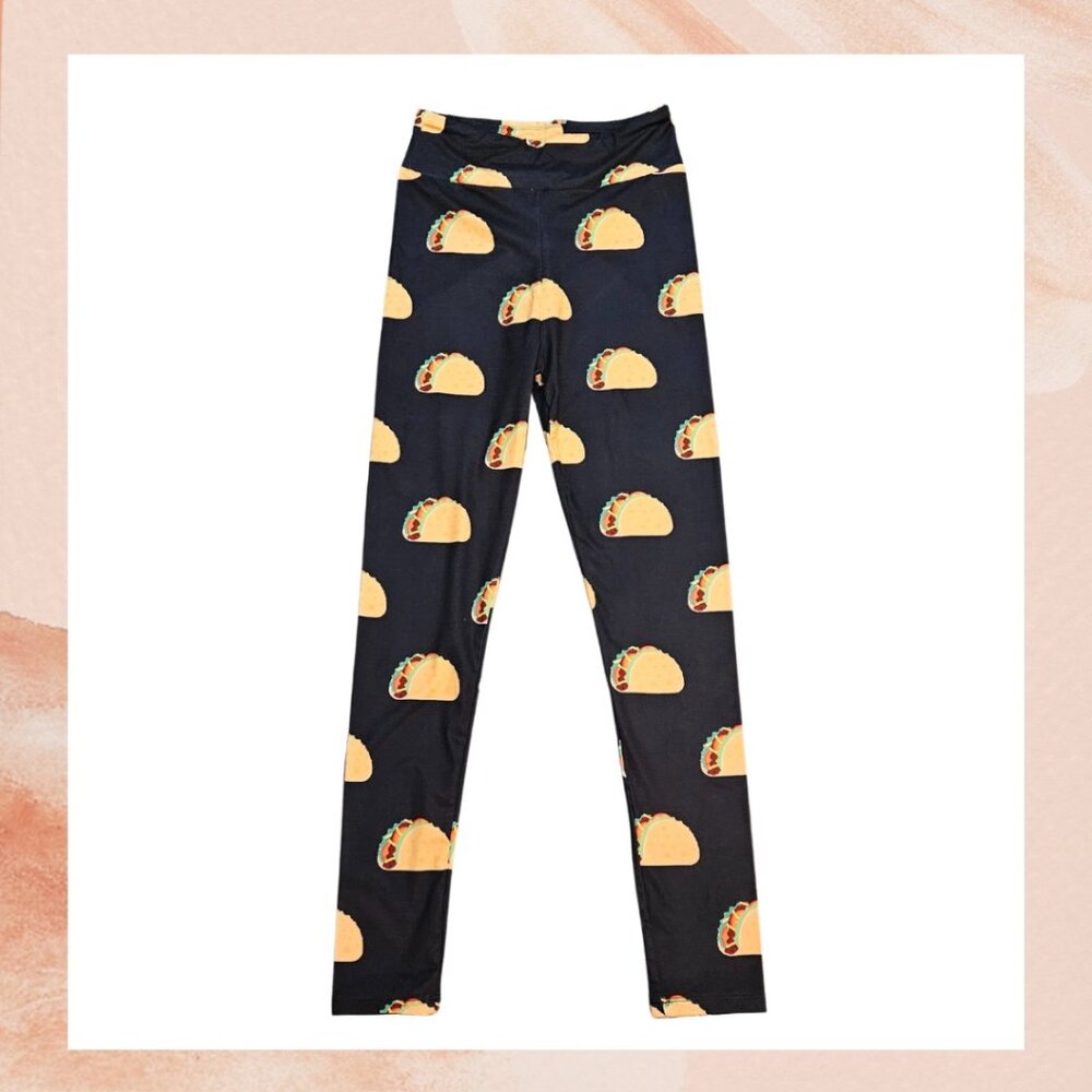 Black Taco Print Ankle Leggings